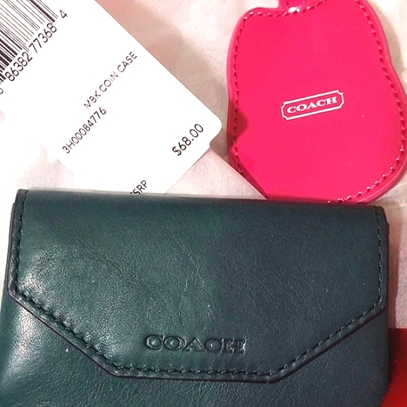 Coach Supple Kelly Green Leather Wallet Change👛 Pink💕 Patent Leather 🗝 - Picture 1 of 12
